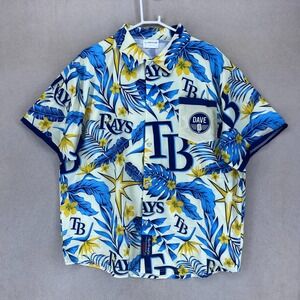 MATCH-UP Tampa Bay Rays Hawaiian Aloha Button‎ Up Shirt Mens XL Tropical
